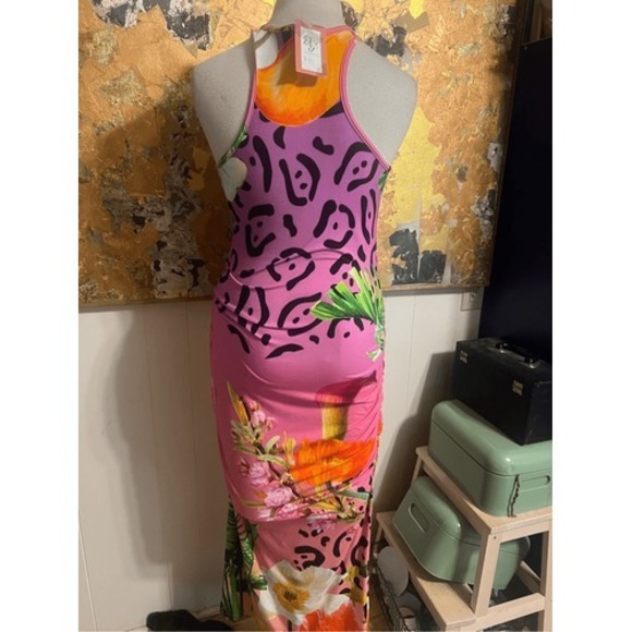 NWT Dressed in Joy Bright Print Bamboo Blend SUPER soft Flattering Ruched Side T - Picture 6 of 11